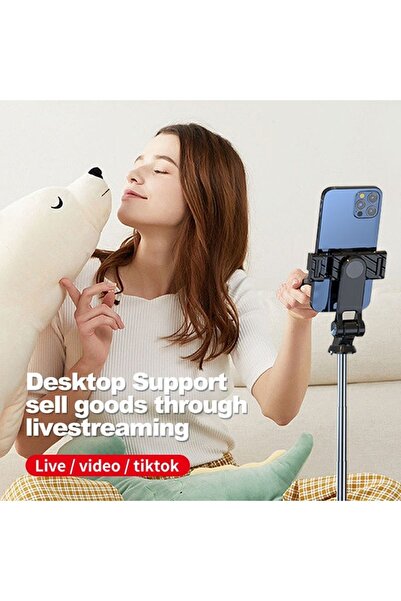 DeftHike Mini Katlanabilir Ayaklı Masaüstü Telefon Standı Teleskopik Selfie Ç...