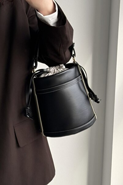 LEONAS Buzgz Closed Bucket Model - Hand and Shoulder Bag - Kate Black