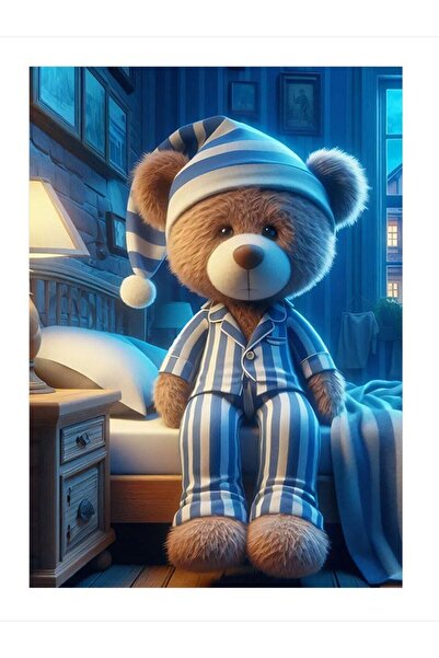 karizmart Pijamalı Peluş Ayıcık Art Mdf Tablo 35cm X50cm