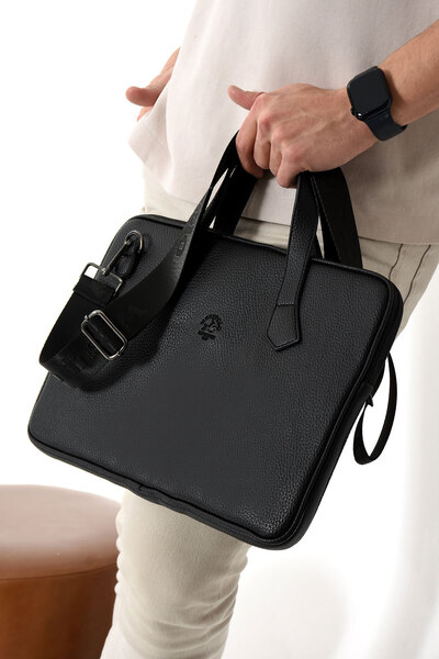 Westpolo Vegan Deri Unisex Laptop, Evrak Çantası - Siyah