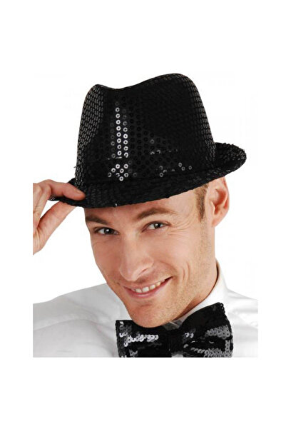 Skygo Disco Star Black Sequined Fedora Hat Adult Size