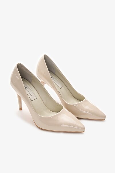Louis Cardy Gala Beige Patent Leather Genuine Leather Women's Heeled Shoes