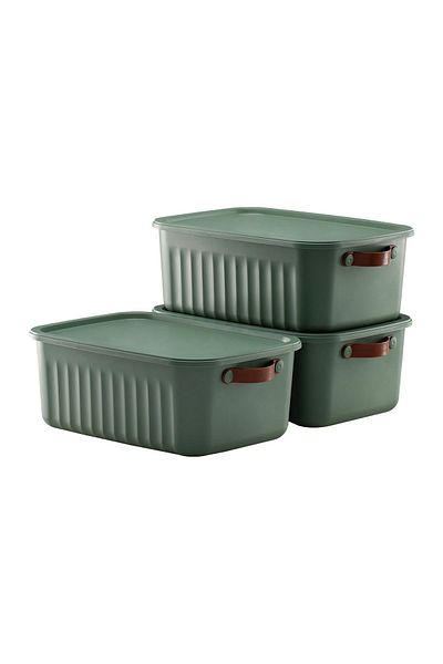 HOMENIVA 3 Pieces 10 Lt Multi-Purpose Organizer Box with Lid, Decorative Storage Box