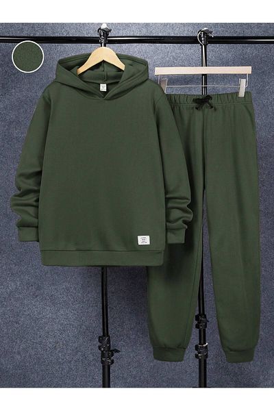 aynewmoda Young Men's Casual Comfortable Warm Hoodie and Pants Set