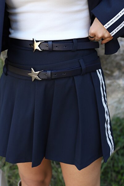 bytugcekaya Синя спідниця з поясом і складками