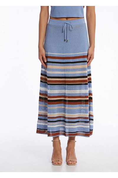 Knitss Fusta din tricot albastru din amestec de bumbac organic