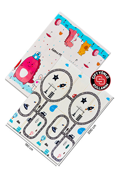 Circle Toys So Happy + Yollar , Katlanabilir Çocuk Oyun Halısı - Ekstra Large - 180X200X1 cm - Taşıma Çantalı
