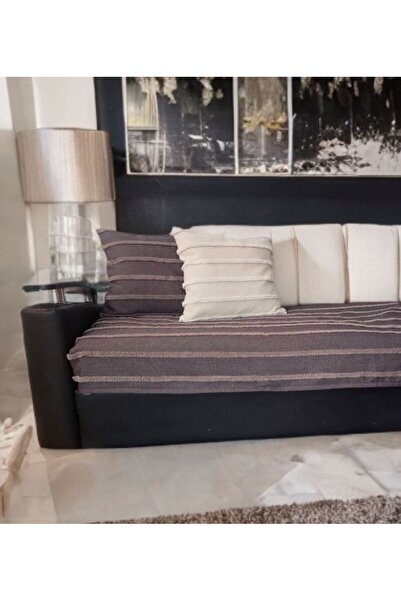 baladı home ev tekstil home collection Dark Grey Sofa Spider, Line Relief Design, Measure 80X190 cm