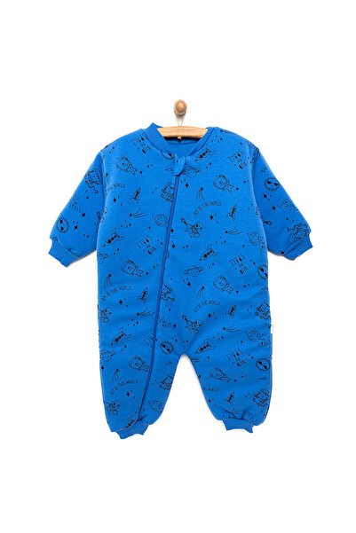 Genel Markalar Erkek Bebek Uyku Tulum İnterlok Uzay Desenli Fermuarlı 2,5 Tog Uzun Kol