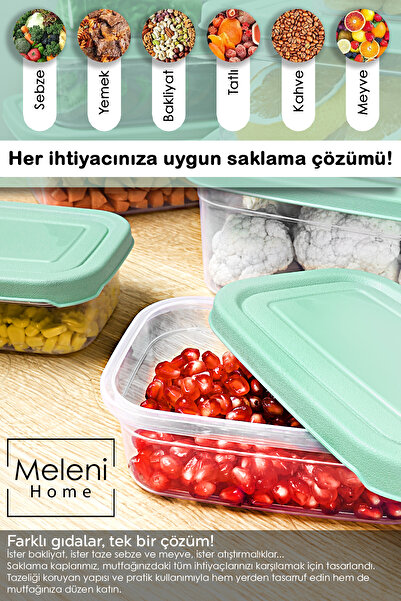 Meleni Home Microwave Safe Rectangular Food Container Set of 16 - Organizer and Green