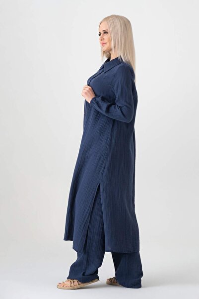 Fashion Showcase 100% Natural Cotton Gorgeous Navy Blue Tunic