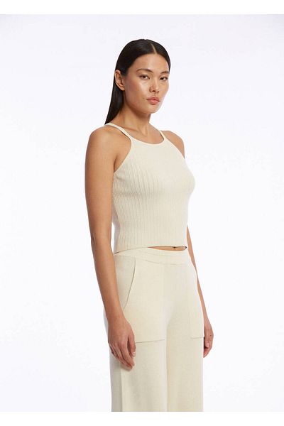 Knitss Μπεζ πλεκτό μπλουζάκι Halter Neck