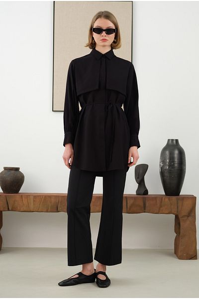 HEQA Windbreaker Modal Shirt Black