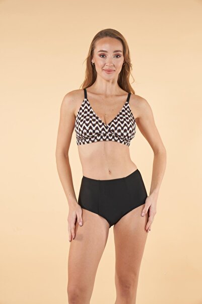 Estiva Комплект бикини с висока талия, двуредно закопчаване и шарка на линии ...