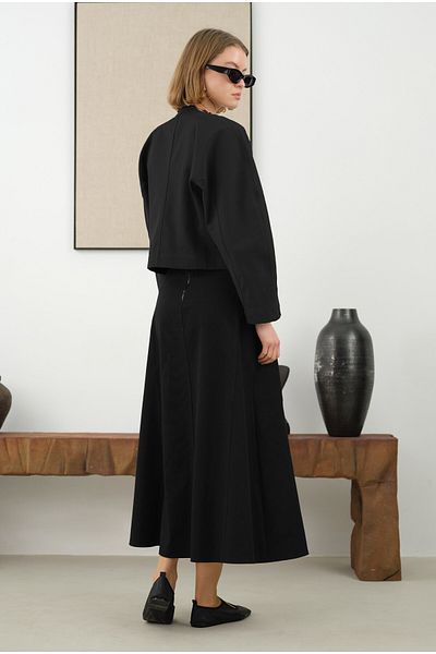 HEQA Cotton Double Breasted Jacket Black