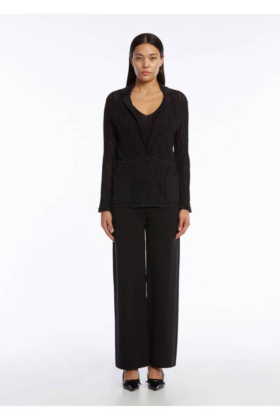 Knitss Organic Cotton Linen Blended Black Knitwear Jacket