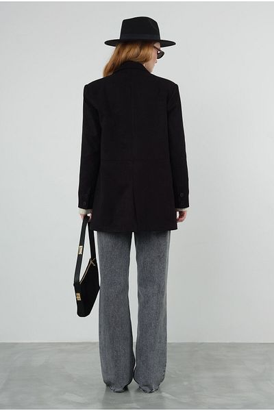 HEQA Black Suede Blazer Jacket