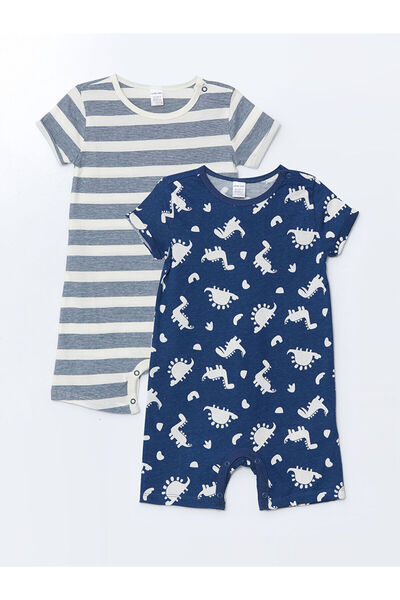 LC Waikiki Peak New Season Crew Neck Baby Boy Combed Cotton Jumpsuit 2-Piece Set