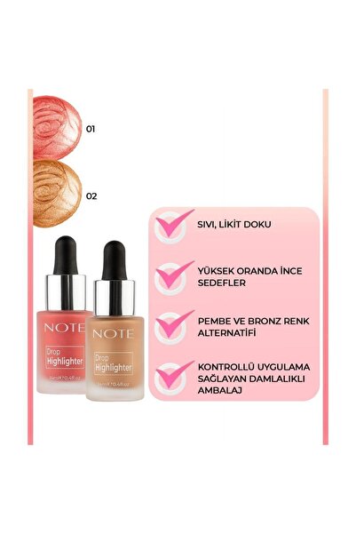 Note Cosmetics Note Drop Highlighter Likit Aydınlatıcı 02 Charming Desert