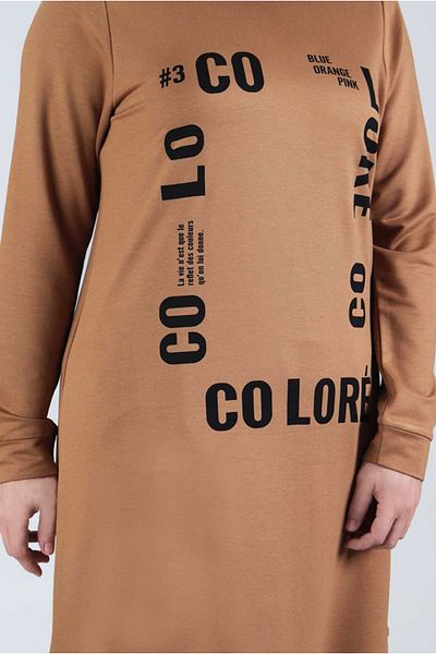 Moda Rosa 24Y20090 - Biscuit - Large Size Hijab Tunic