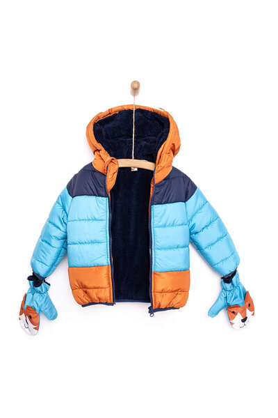 Midimod Basic Erkek Blok Desenli Tilki Eldivenli Mont Erkek Bebek