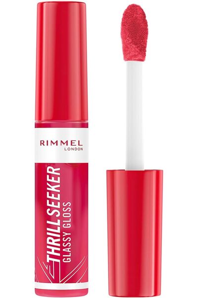Rimmel ملمع شفاه ريميل ثريل سيكر جلاس 350 بينك تو ذا بيري بتركيبة نباتية لامعة زجاجية 10 مل