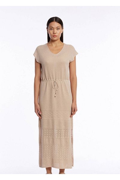 Knitss Πλεκτό Φόρεμα από Βιολογικό Βαμβάκι Μπεζ
