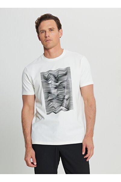 ALTINYILDIZ CLASSICS Altınyıldız Classics Crew Neck Printed Ecru Men's T-Shirt Ace091252408_Ekr