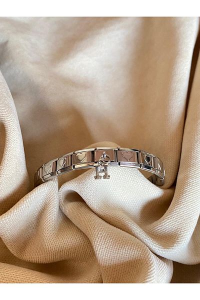 bijoux uniques Letter H Heart Steel Italian Charm Bracelet