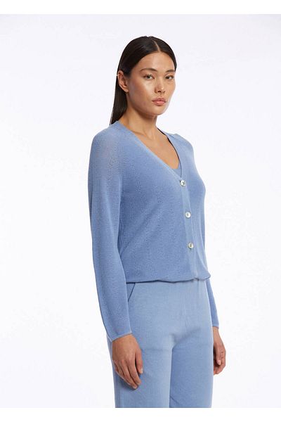 Knitss Cardigan din tricot albastru din amestec de bumbac organic