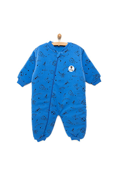 Genel Markalar Erkek Bebek Uyku Tulum İnterlok Uzay Desenli Fermuarlı 2,5 Tog Uzun Kol