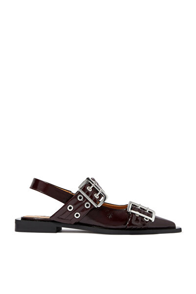 GANNI Şık Kadın Tokalı Balerin Ayakkabılar