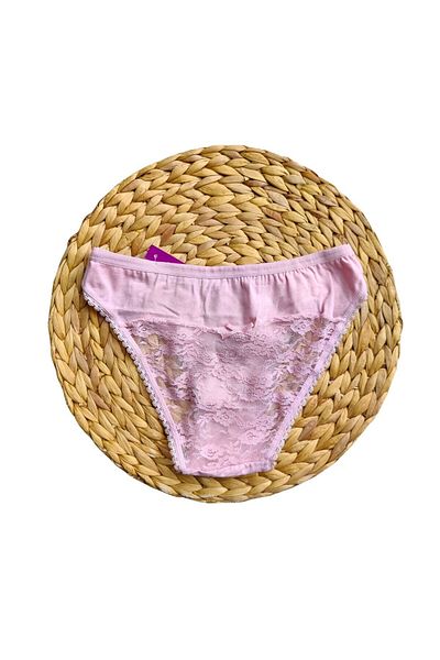 Malinka 1 Pcs Pink Slip Back Transparent Lace Comfort Cotton Panties Underwear