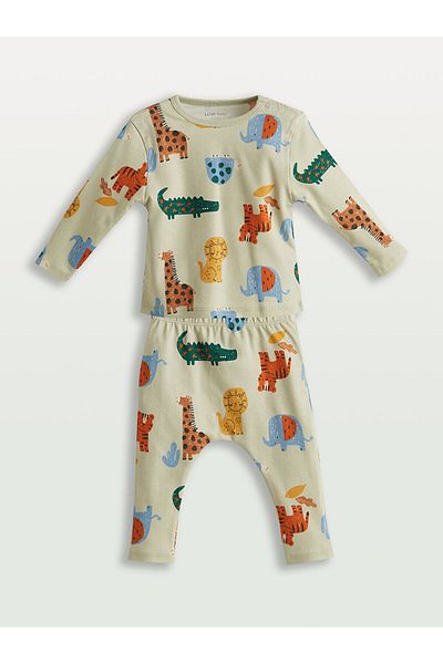 LC Waikiki Dinosaur Printed Baby Boy T-Shirt and Pants 2 Pack