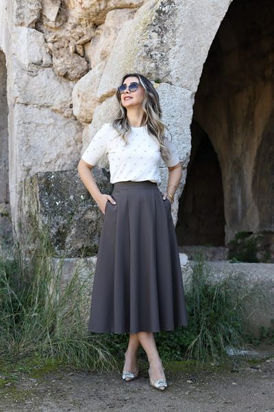 bytugcekaya Φούστα με διπλό πλισέ με φερμουάρ στην πλάτη