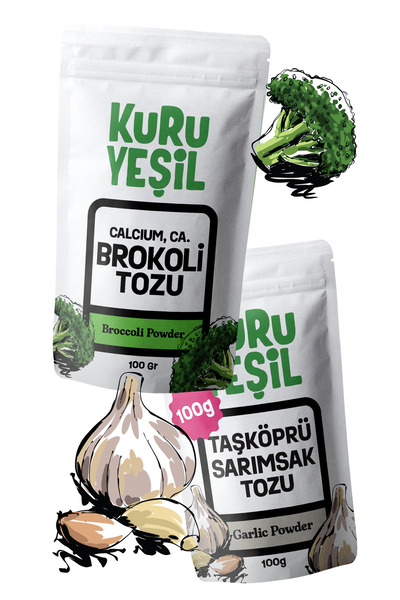 Kuru Yeşil Sebze Tozu Paketi – 200 Gr – Sarımsak Tozu – Brokoli Tozu – Doğal ...