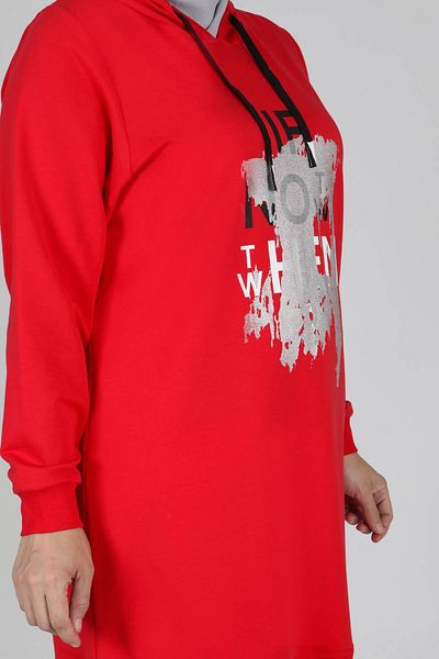 Moda Rosa 24K2033 - MERCAN - Large Size Hijab Gilding Printed Sports Tunic