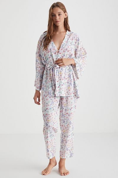 Catherine's Floral Patterned Three-Piece Pajama Set