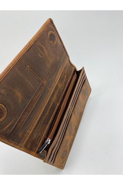 Atölyezümra Genuine Leather Brown Large Size Wallet