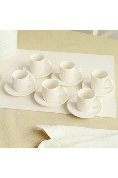 Tognana Set of 6 porcelain cups and saucers, Copenhagen, 70 ml