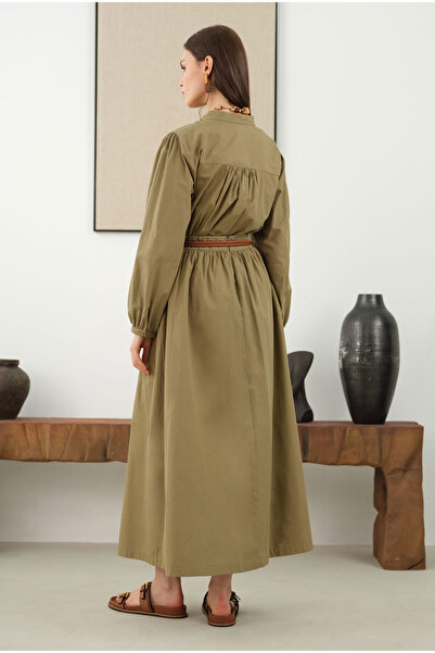 HEQA Büzgülü Pamuk Etek Açık Kil