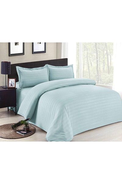 erorex Hotel Stripe Comforter Set King Size Turquoise 6 Pcs Bg 03