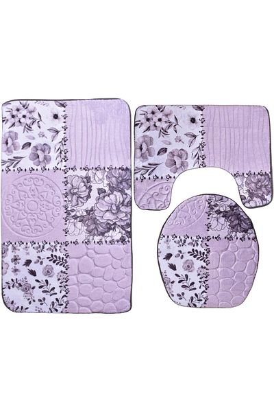 erorex 3 Piece Anti Slip Pedestal Rectangular Mat Multicolor2