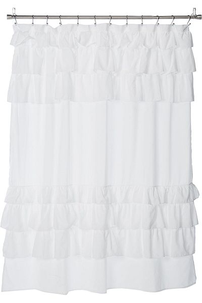 erorex Shabby Chic Ruffles Design Grace White Solid Cottage Top Shower Curtains For Bathroom 72