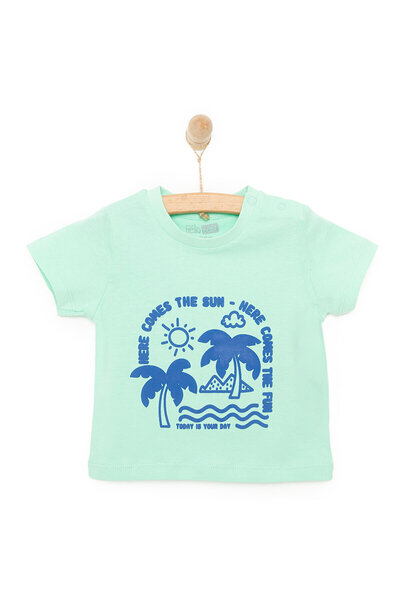 ebebek Hello Baby HelloBaby Basic Erkek Deniz ve Palmiye Baskılı T-Shirt Erke...