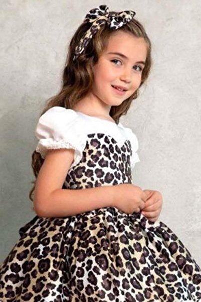 Riccotarz Girl's Watermelon Sleeves Skirt Tip Stripe over Leopard Pattern Evening Dress