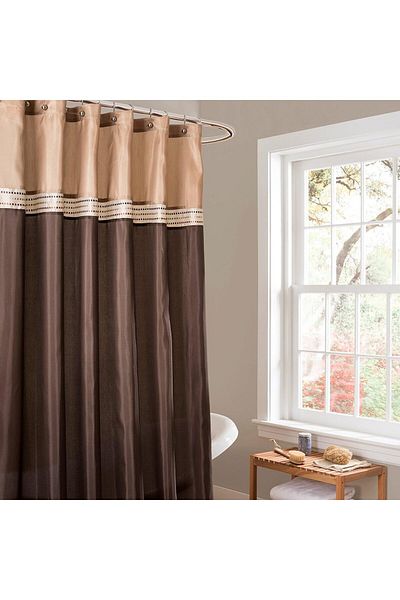 erorex Terra Color Block Shower Curtain Fabric Striped Neutral Bathroom Decor 72 By 72 Inch Brown Beige