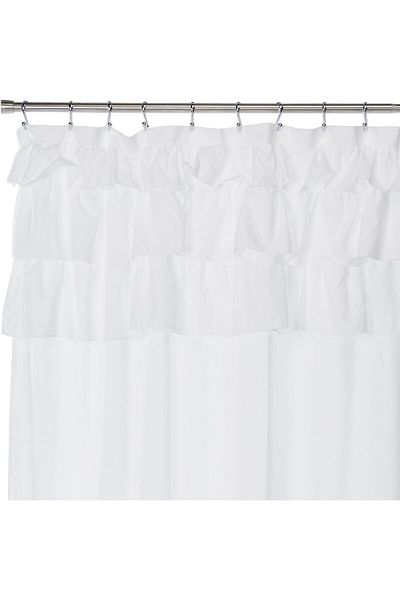 erorex Shabby Chic Ruffles Design Grace White Solid Cottage Top Shower Curtains For Bathroom 72