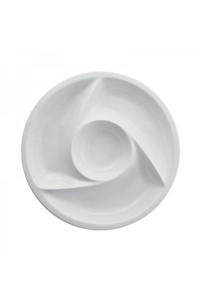 MORINI Set of 6 porcelain plates with 4 compartments, Gural Moscow, 30 cm