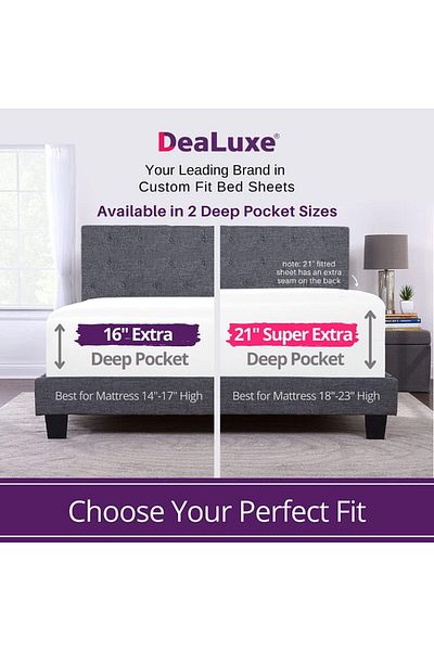 erorex King Fitted Sheet Deep Pocket – Extra Deep Pocket Fitted Sheet King Size 17” 21” Inch + Fitted Bed